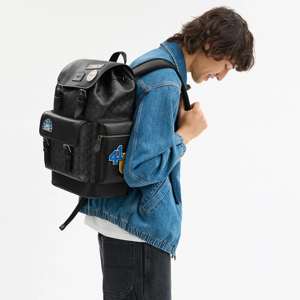 Coach Outlet Men's Sprint Backpack In Signature Canvas With Patches